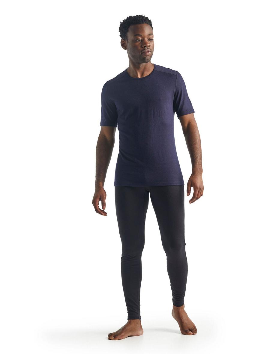 Base Layers Icebreaker Merino 200 Oasis Corta Sleeve Crewe Thermal Top Homme Bleu Marine | FR 1388YXFU